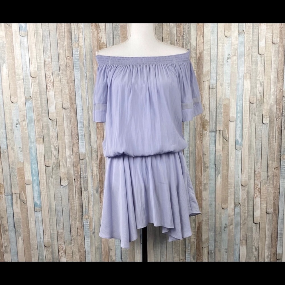 Ramy Brook Blush Violet Off-the-Shoulder Mini Dress